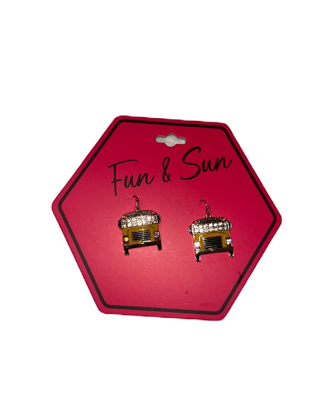 Fun & Sun School Bus Rhinestone Drop Earrings